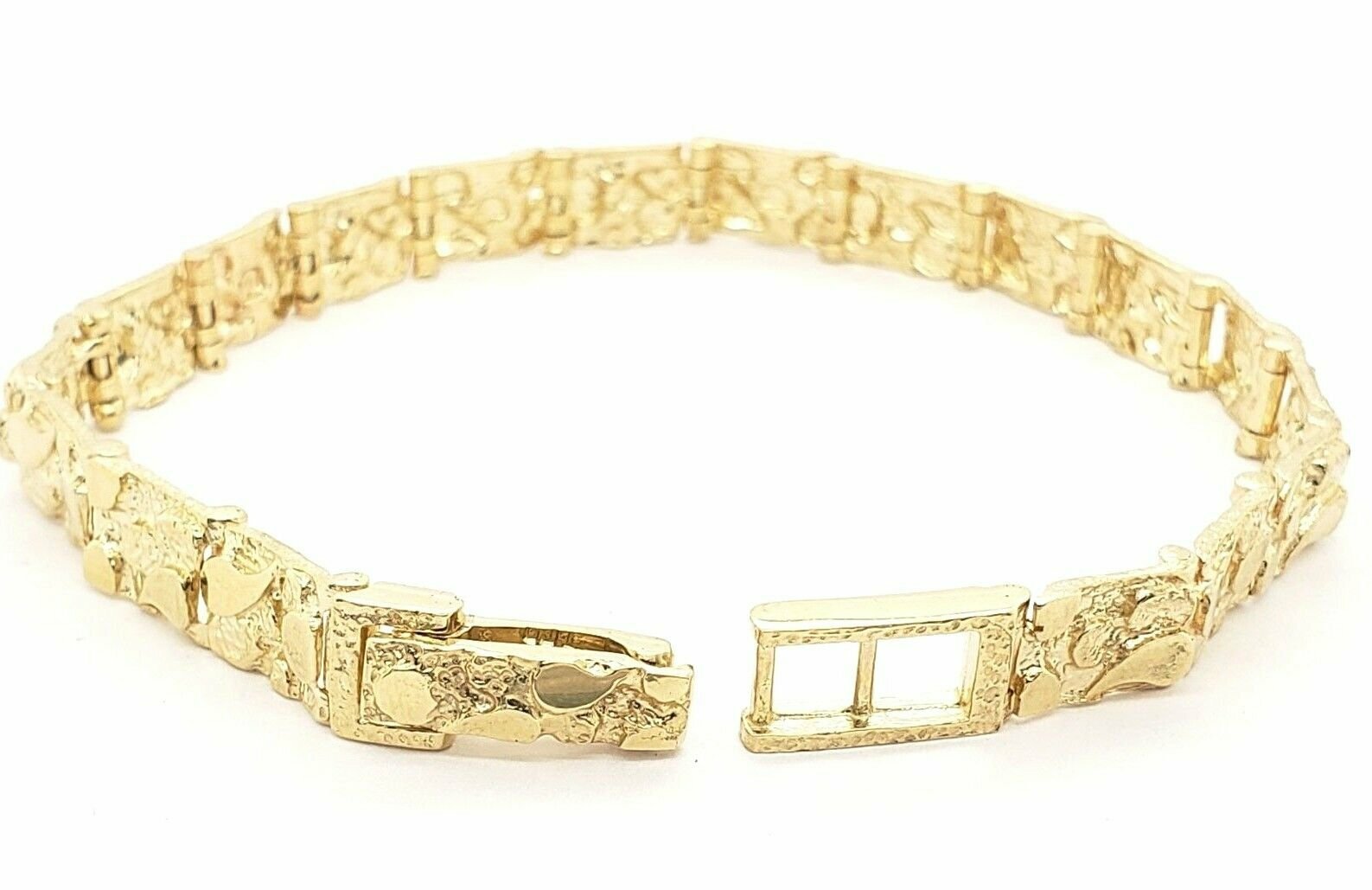 10k Yellow Gold Solid Handmade Nugget Bracelet Adjustable 8 8.5" 7mm