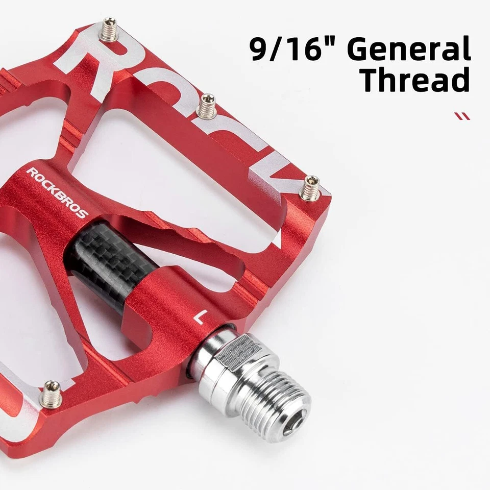 Pedales de bicicleta ROCKBROS 9/16"" antideslizante aleación de aluminio reflectante cojinete sellado Foto 2 de 4