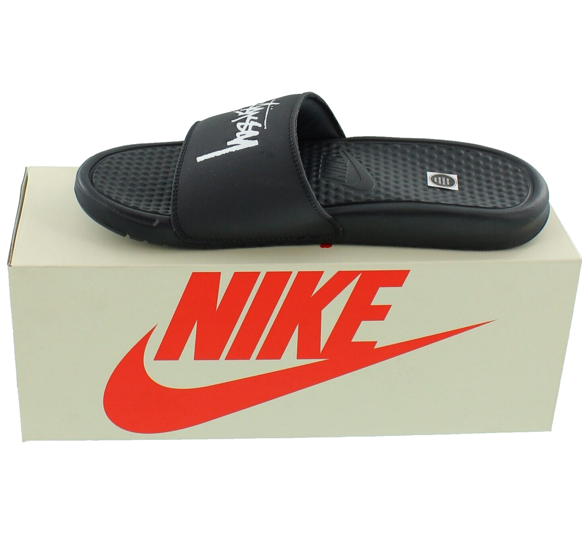 Nike X Stussy Benassi Slides off Noir Black Size 8 Men Cw2787 001