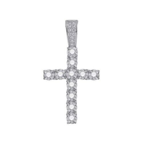 Men's Iced Flooded Cross Necklace Hip Hop Brass Jewelry A9265 - Picture 9 of 14