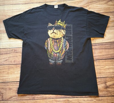 Notorious BIG Paw Paw Biggie  T-shirt Cat Graphic XL Rap Hip Hop Classic Funny