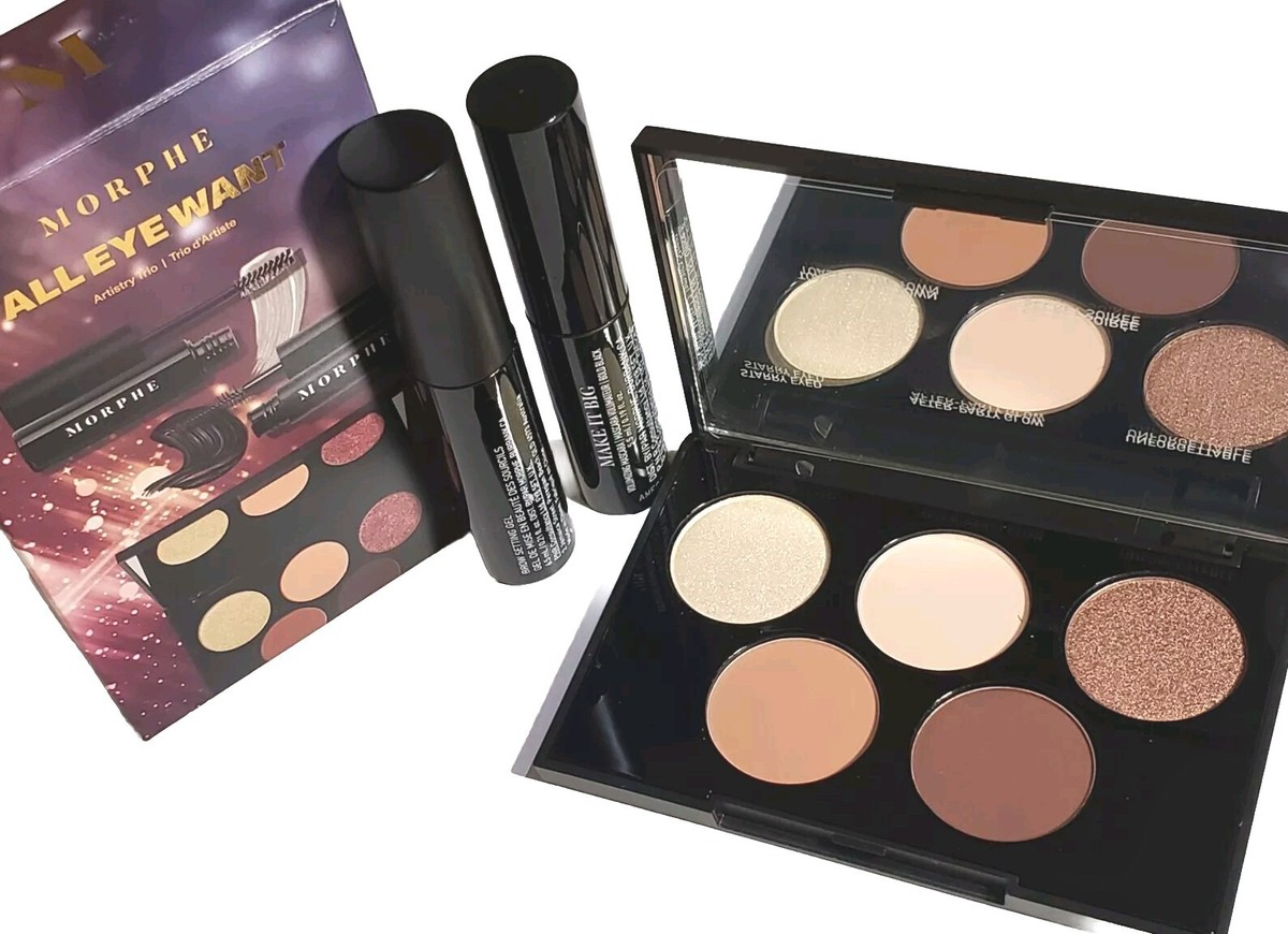 Morphe All Eye Want Artistry Trio eyeshadow palette, brow gel