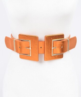 Two Buckle Elastic Belt MoYoTo Womens Retro Carved Double Buckle Elastic Belts  main image 3