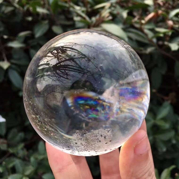 1.21LB Top Natural Clear Quartz rainbow Ball Crystals Reiki Sphere healing gift