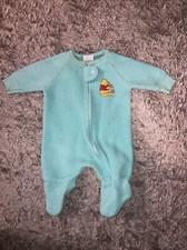 Vintage Winnie The Pooh Disney NB Up To 23” 12 Lbs Footed  Sleeper Pajamas Aqua