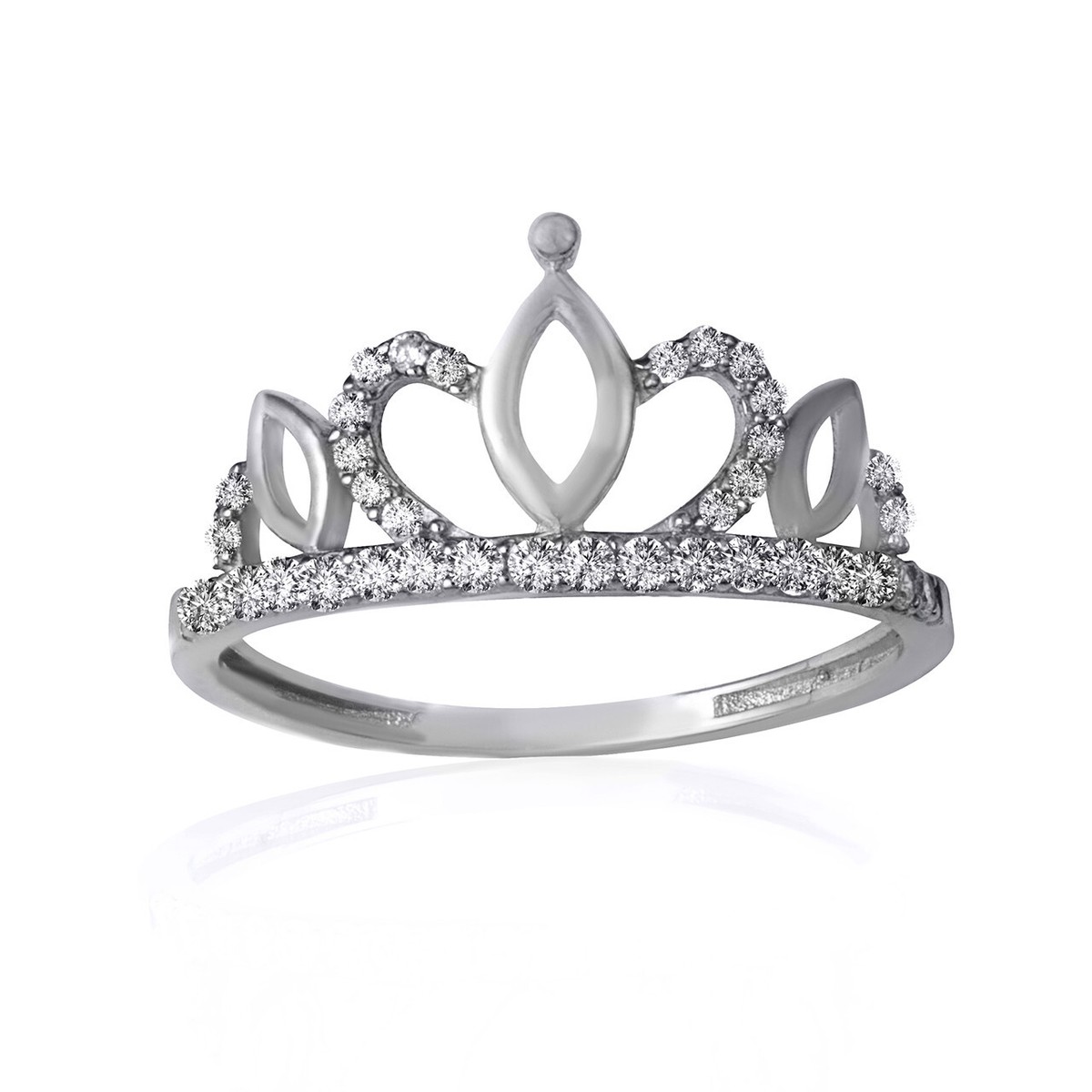 Sterling Silver CZ Crown Tiara Ring