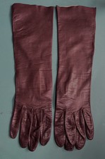 VTG Dark Brown Kid Leather Long Gloves Size 6.5 Made In France