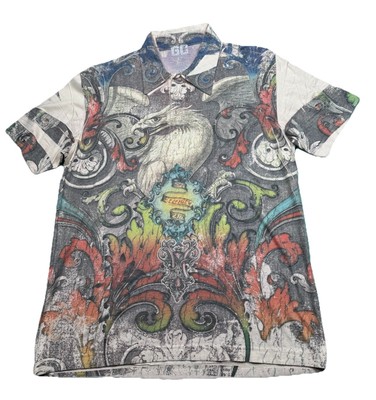 GO Jeans Los Angeles Polo Shirt Men s M Short Sleeve Multicolor Jeweled Eagle 