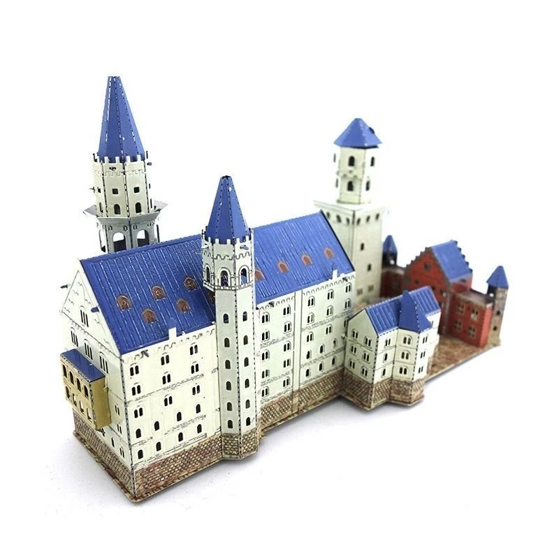 Castillo Neuschwanstein Todo Metal Acero Inoxidable Hágalo Usted Mismo Conjunto Modelo 3D Sin Pegamento Foto 4 de 4