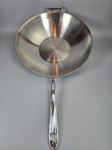 All Clad Copper Core 14 Inch Wok Stir Fry Pan Stainless Large USA No. 2832007-03 - Picture 2 of 13