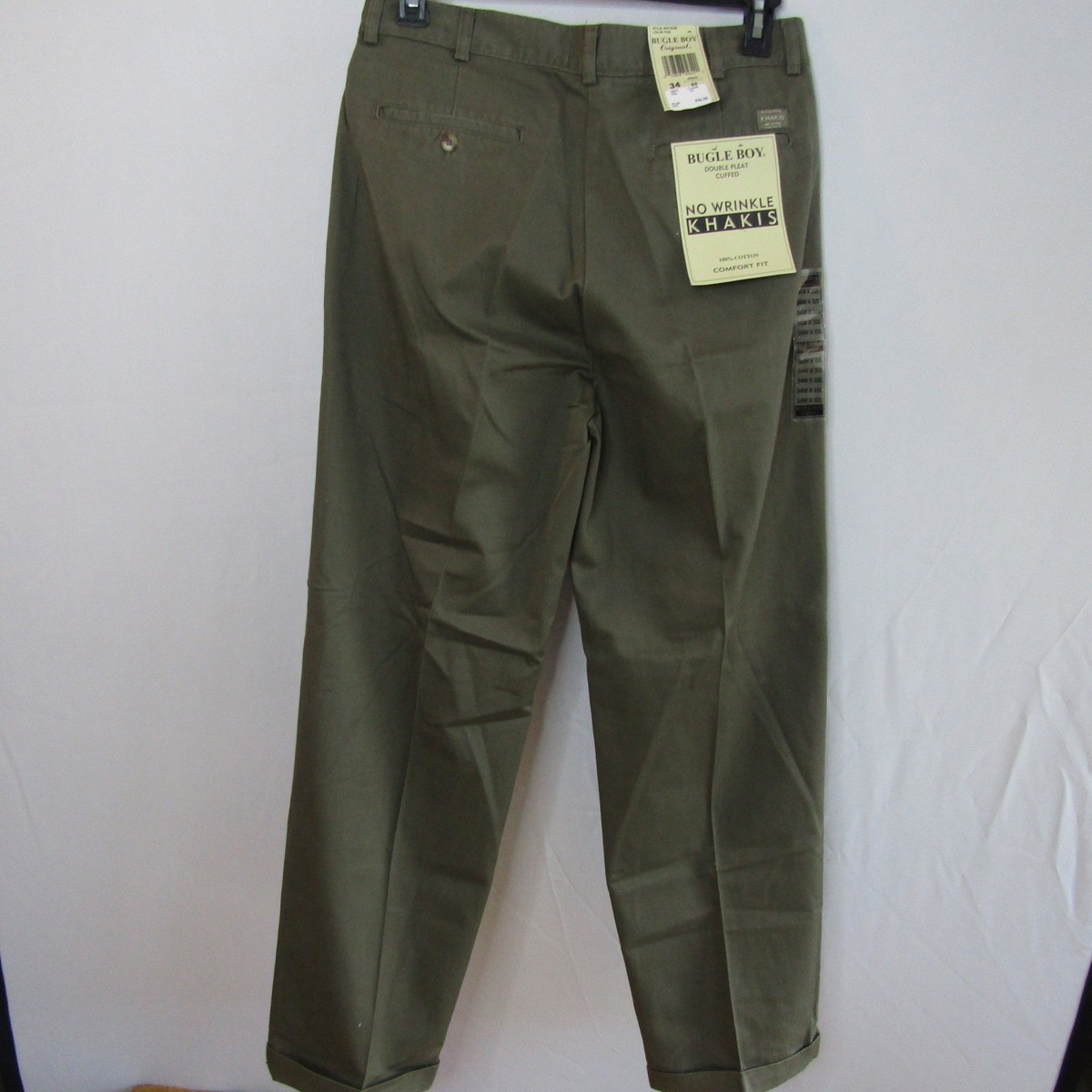 Vintage 90's Bugle Boy Khaki Pants Men's 34x32 Olive Green Double
