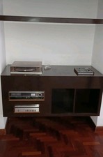 COMPLESSO STEREO REGISTRATORE GIRADISCHI VINTAGE CON MOBILE E MENSOLE