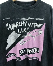 Rare Sex Pistols Anarchy in The UK Short Tops Band Black T shirt NH22464