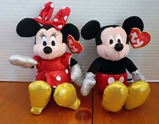 Disney Ty Sparkle Mickey Minnie Mouse Plush Collectible Beanie Babies Set