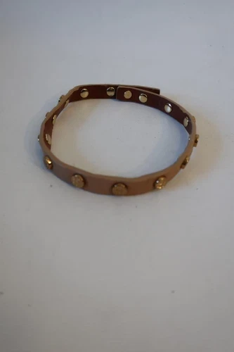 Bracciale donna Tory Burch in pelle marrone con borchie avvolgente