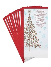 Hallmark 10 Pack Money Holder Christmas Cards Gold Glitter Christmas Tree NEW