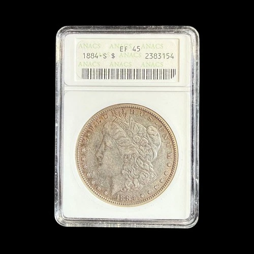 1884-S Morgan Silver Dollar $1 ANACS EX/XF45 Old Soapbox - 0380