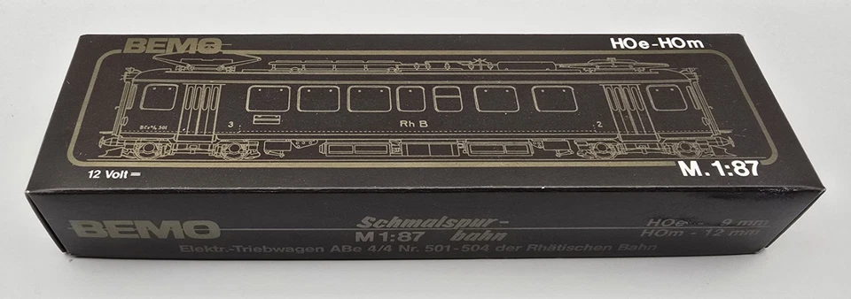 Bemo H0m H0e 1265 Originalverpackung für Elektro Triebwagen ABe4/4 RhB gebraucht