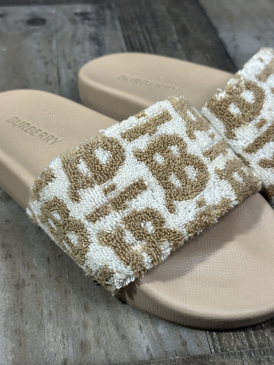 Burberry Monogram Furley Slides Beige Sandals (8056745) Women's