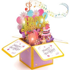 Geburtstagskarte Musik LED Kerzen Pop-Up Geschenkbox Kinder Erwachsene