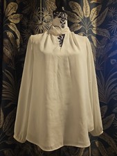 Wallis Womens Long Sleeve Blouse Top Size 10 Twist High Neck Long Sleeve White