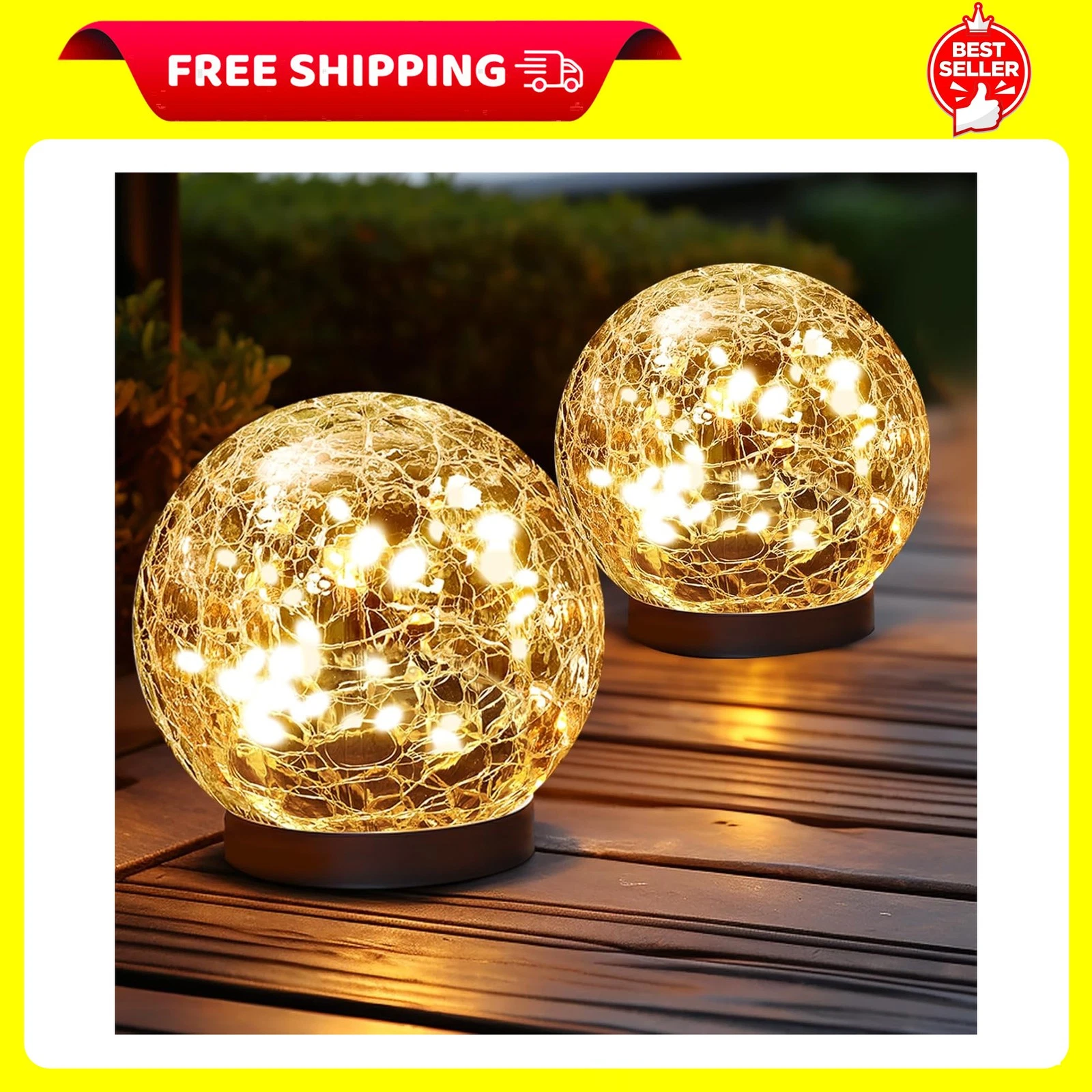 Solar Globes Lights Outdoor Garden Decor Balls for Garden Crackle Glass