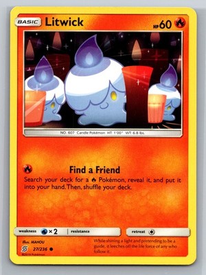 Litwick 27/236 Unified Minds Basic Fire-Type Find a Friend Candle Common Pokemon