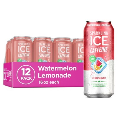 Caffeine Watermelon Lemonade Sparkling Water with Caffeine, Zero Sugar, with ...