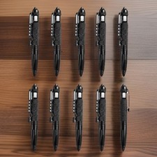 10 pcs Tactical Pen Aluminum Self Defense Glass Breaker Pen Writing Black EDC