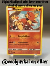 Pokemon Slight Misaligned Print Layer Misprint Error Magmar 18/156 Ultra Prism