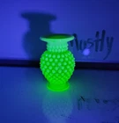 Uranium Glass Vase - Fenton - Green hobnail Vtg Collectable No Chips Or Cracks