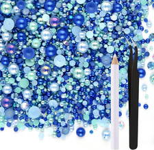50G Mix Flatback Rhinestones Half Pearls for Crafts Mixed Size 3Mm-10Mm Flat Bac