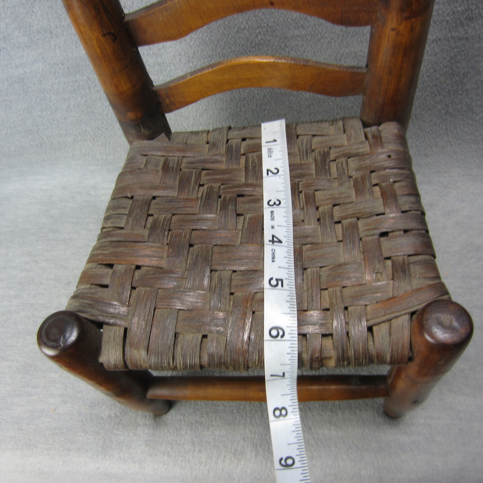 Vintage Ladder Back Doll Display Chair Woven Seat