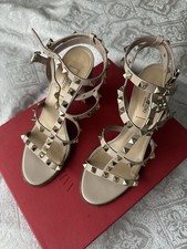 VALENTINO GARAVANI Rockstud Calfskin Ankle Strap Sandals Size uK5 Eur 38