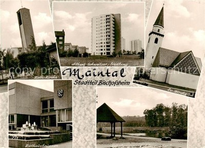 Bischofsheim Maintal Hanau churches Albert Schweitzer settlement skyscrapers town hall