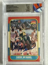 Xavier McDaniel JERSEY FUSION 1986-87 FLEER #72 GAME USED PATCH BGS 10 AUTO