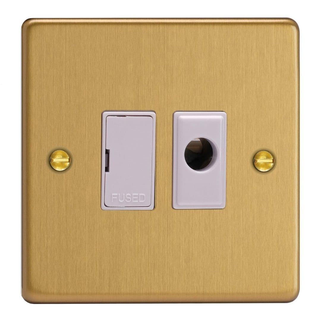 Varilight XDE6UFOW.BB Brushed Brass 1 Gang 13A Unswitched Fused Spur + Flex