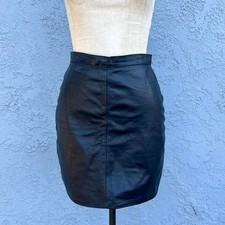 Vintage Black Leather Skirt from Mexico Size small Biker