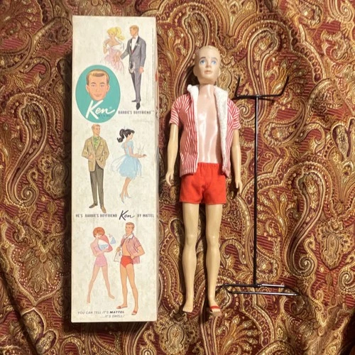 Mattel Ken Doll Vintage 1961 with Outfit, Stand, Original Box