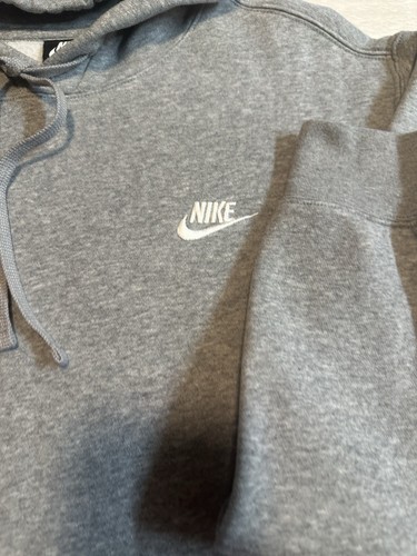Nike Fleece Sweatshirt Hoodie Men L Long Sleeve Embroidered Side Swoosh GRAY - Picture 6 of 11