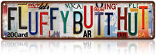 Vintage Fluffy Butt Hut Street Sign Chicken Coop Wall Decor Metal Tin Signs