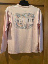 Salt Life Girl  s Pink/Green Tropical Long Sleeve SLX Drifit Shirt NWT Size M
