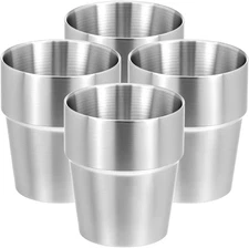 4 Pack 10 oz Stainless Steel Double Wall Insulated Stackable Metal Drinking Cups