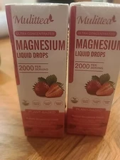 Mulittea Magnesium Liquid Drops Ultra Concentrate 2-pack Strawberry  2000mg