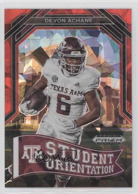 De'Von Achane Panini Prizm Draft Picks Student Orientation #SO13 Red Ice