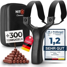 HITX Gamma Bundle Set Zwille Steinschleuder Sportschleuder Gummi + 300 Tonkugeln