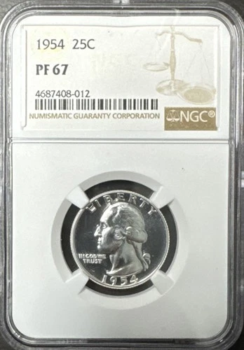 1954 Washington Quarter PF67 NGC 90% Silver