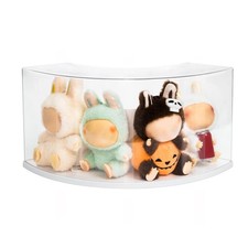 Arc-Shaped Clear Doll Display Case Compatible with Labubu - Curved Corner Sta...