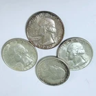 Washington Quarters, LOT OF 4 - 90% Silver 1932 - 1964, Circulated Coins #8903