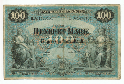 GERMANY BAYERISCHE BANKNOTE 100 MARK MUNCHEN 1900